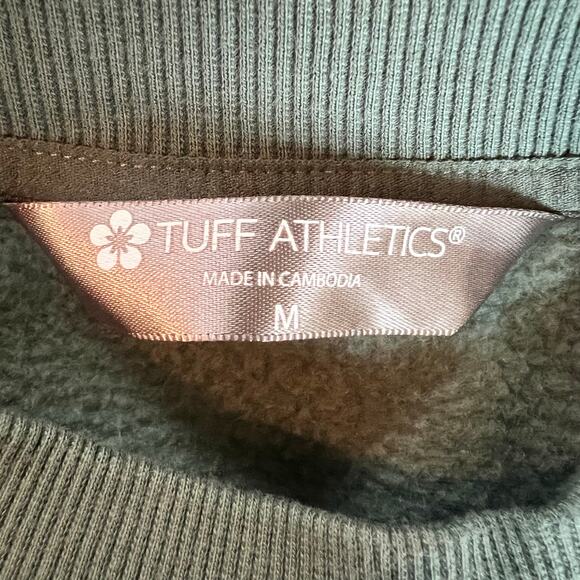 Tuff Athletics Womens Sweatshirt Fleece Crew Neck Pullover with pockets Green - Picture 4 of 7